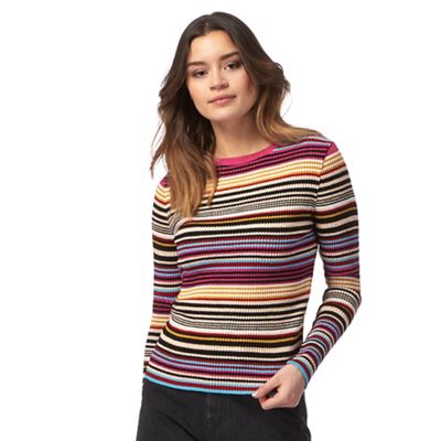 Multi-coloured striped metallic jumper